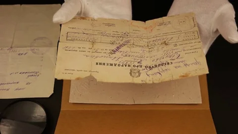 Archive of old home documents Stock Footage 84161668