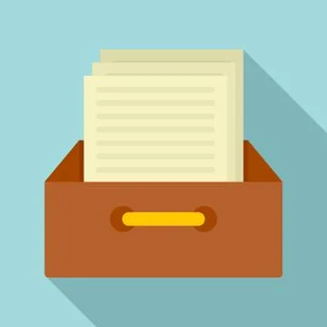 Archive papers icon, flat style Stock Illustration