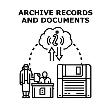 Archive records document management system vector icon Stock Illustration
