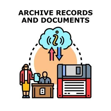 Archive records document management system vector icon 스톡 일러스트