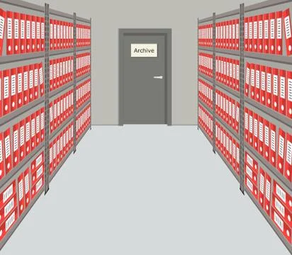Archive. The room for storage of documents. Interior Stock Illustration