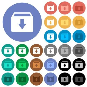Archive round flat multi colored icons Stock Illustration