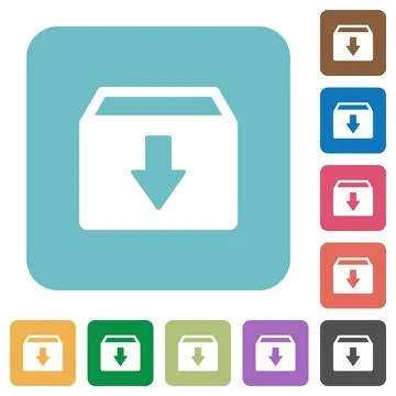 Archive rounded square flat icons 库存插图