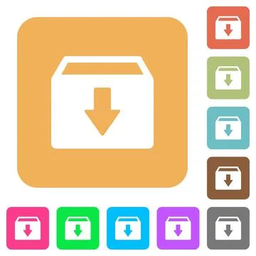 Archive rounded square flat icons 스톡 일러스트