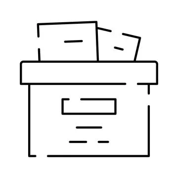Archive storage box with documents icon outline Stock Illustration