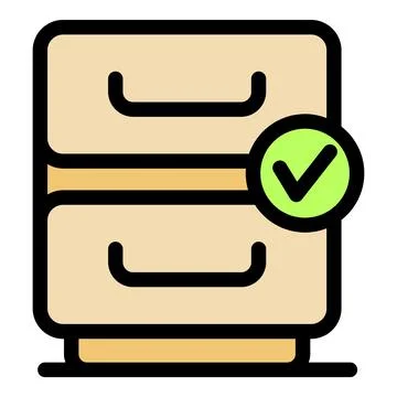 Archive storage data with check mark, representing successful data storage .. イラスト素材