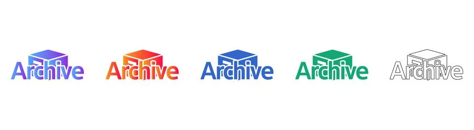 Archive Storage Folder Icon Set 库存插图