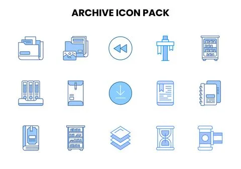 Archive Two Colour Graphics Icons Pack Stock Illustration