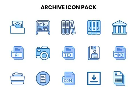 Archive Two Colour Scalable Icons Pack Stock Illustration