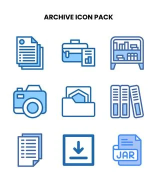 Archive Two Colour Scalable Icons Pack Stock Illustration