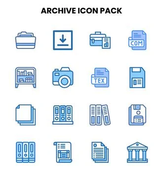 Archive Two Colour Vector Icons Pack Ilustración de archivo
