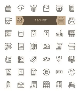 Archive Vector Graphics featuring 42 Regular Line Display Perfect 256x256 D.. Illustrazione stock