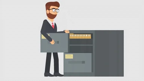 Archive worker. Search for files in the archive. Cartoon Stock Footage 163535864