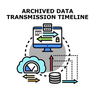 Archived data transmission timeline concept illustration イラスト素材