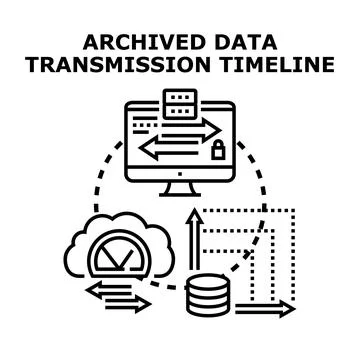 Archived data transmission timeline concept illustration Stock Illustration