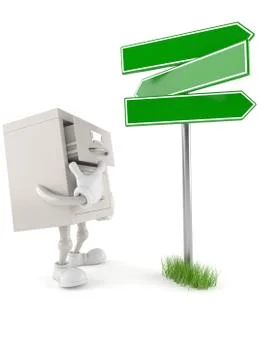 Archives character with blank signpost Stock Illustration