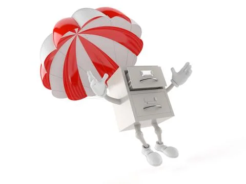 Archives character with parachute Stock Illustration