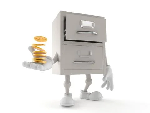 Archives character with stack of coins Stock Illustration