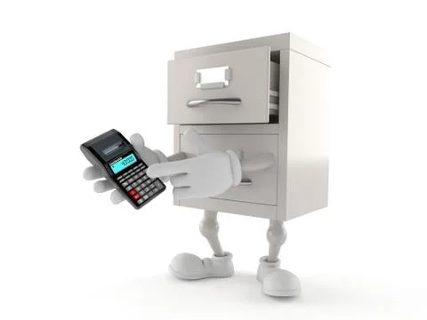 Archives character using calculator Stock Illustration