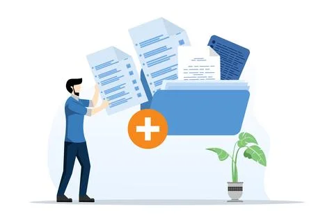 Archives of users and data. Database, looking for info. Stock Illustration