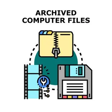 Archiving and compressing digital files document data Stock Illustration