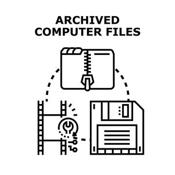 Archiving and compressing digital files document data Stock Illustration