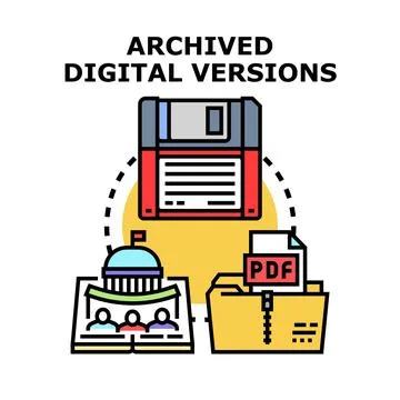 Archiving digital data and information versions Stock Illustration