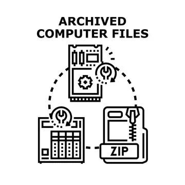 Archiving digital data files for information storage Stock Illustration