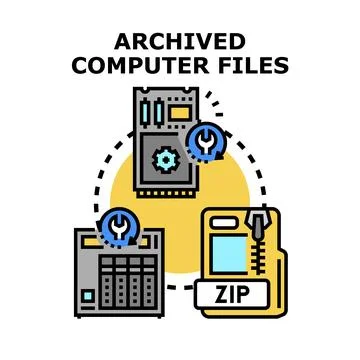 Archiving digital data files for information storage Stock Illustration