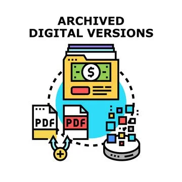 Archiving digital documents, versions, and data storage 库存插图