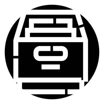 Archiving important documents in a storage box icon Stock Illustration