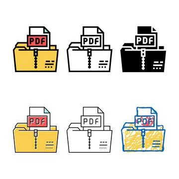 Archiving pdf file color stylized icon vector Stock Illustration