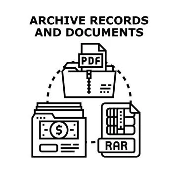 Archiving records and documents as digital files concept Stock Illustration