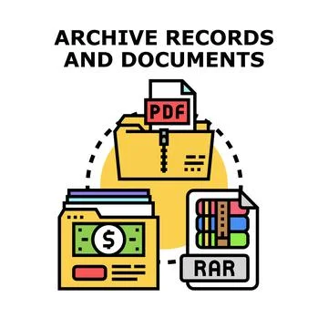 Archiving records and documents as digital files concept イラスト素材