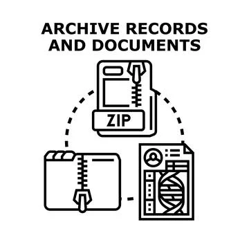 Archiving records and documents digital data compression Stock Illustration