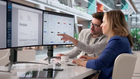 Archivist Carefully Organizing Multiple Documents On Computer Stock Footage 332500832