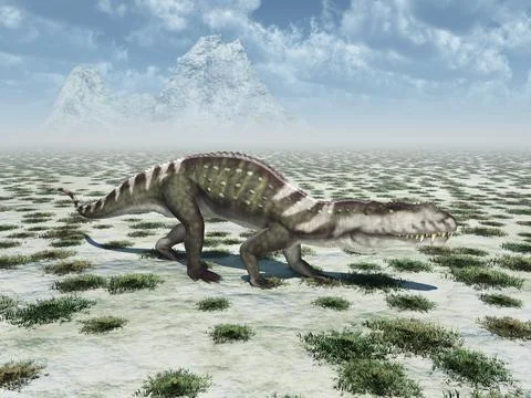 Archosaur Prestosuchus in a landscape Illustrazione stock