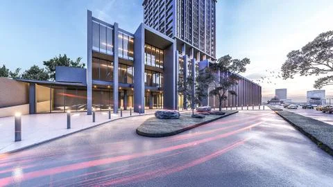  archtecture 3d perspective rendering  스톡 일러스트