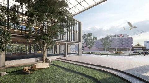  archtecture 3d perspective rendering  Ilustración de archivo