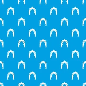 Archway turkey pattern seamless blue Stock Illustration