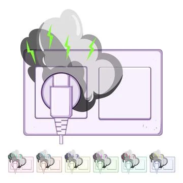 Arcing short circuit fire cartoon vector graphic Ilustración de archivo