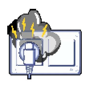 Arcing short circuit fire pixel art vector illustration Stock Illustration