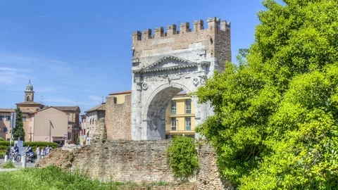 Arco Augusto Rimini Hyperlapse HDR 422 Stock Footage 121096776