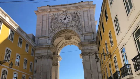Arco da Rua Augusta Placa de Comercio Lisbon Portugal City Centre Stock Footage 139369262