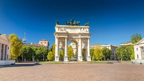 Arco Della Pace, Milano. Arch Of Peace, Milan. Timelapse, hyperlapse. 4k, Italy Video stock 101632410
