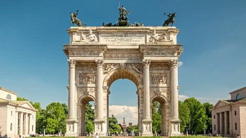 Arco della Pace, a neoclassical triumphal arch in Milan, Italy Stock Footage 88209816