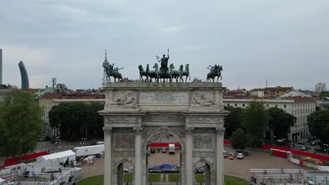 Arco della Pace (Triumpfbogen von Mailand) in Milan, Italy. Made in July 2023 wi Stock Footage 246984482