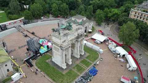 Arco della Pace (Triumpfbogen von Mailand) in Milan, Italy. Made in July 2023 wi Stock Footage 246984683