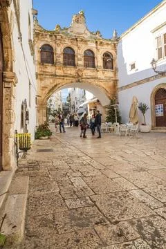 Arco Scoppa is an elevated passage between bishop's palace and the seminary Stock Photos