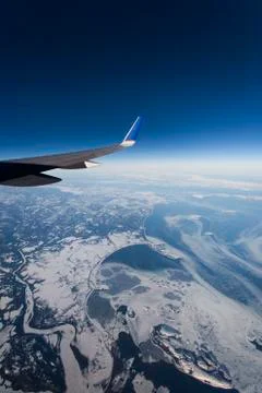 Arctic area seen from plane window Foto stock